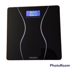 Black Digital Body Weight Bathroom Scale Tempered Glass Slim Waist LCD
